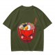 Olive T-Shirt With Cute Cartoon Ramen Bowl Graphic