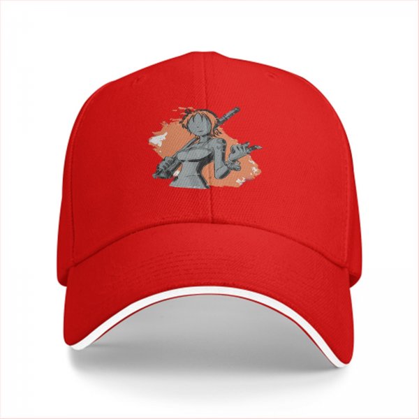 Black Baseball Cap with Anime Female Character Graphic