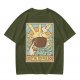 Oversized Dark Green T-Shirt With The Coffee Tarot Card Style Print