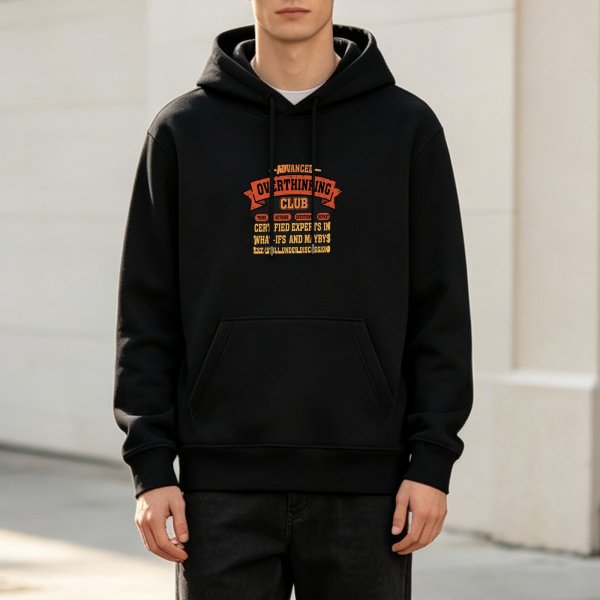Advanced Overthinking Club Hoodie With Funny Text Print