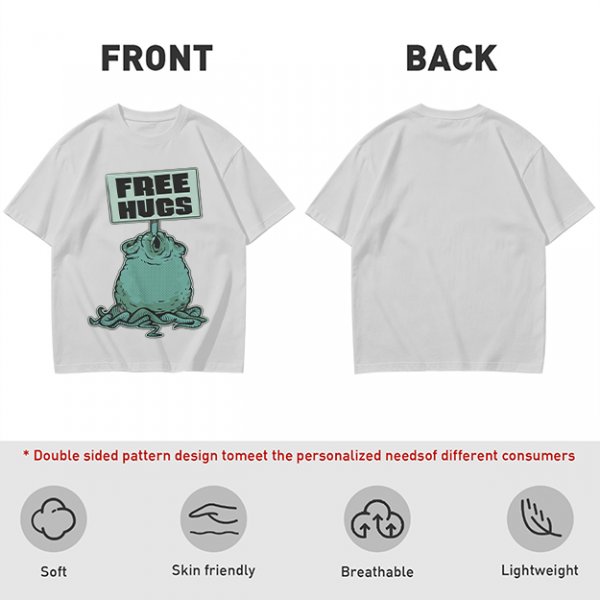 Olive T-Shirt With Free Hugs Monster Graphic Print