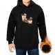 Black hoodie with cute anthropomorphic coffee cups graphic