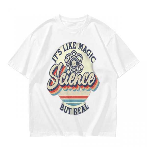 Olive T-Shirt With 'It's Like Magic Science But Real' Retro Print