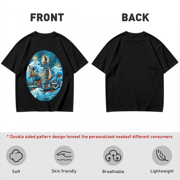 Olive T-Shirt With Starry Night Style Sailing Ship Ocean Art