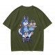 Olive green t-shirt with a husky holding pupcakes graphic