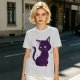 Olive T-Shirt with Sassy Black Cat and Crescent Moon Graphic