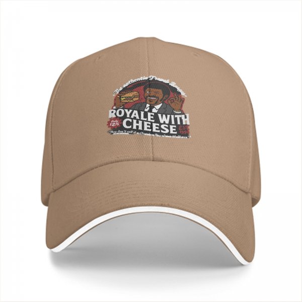 Black baseball cap with Royale with Cheese graphic print