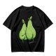 Olive Green T-Shirt With Two Cartoon Pears In Love Graphic