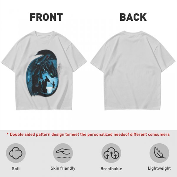 Olive T-shirt with How to Train Your Dragon Toothless and Hiccup Art
