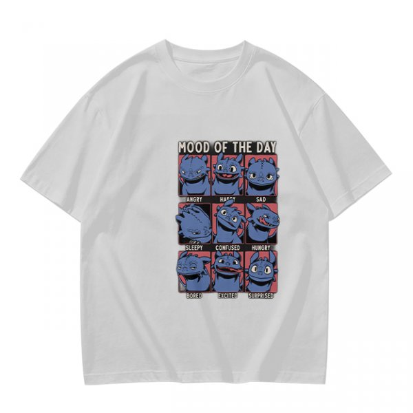 Olive T-Shirt With Mood Of The Day Blue Dragon Character Grid Print