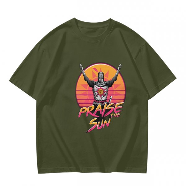 Olive T-Shirt With Praise The Sun Retro Knight Graphic
