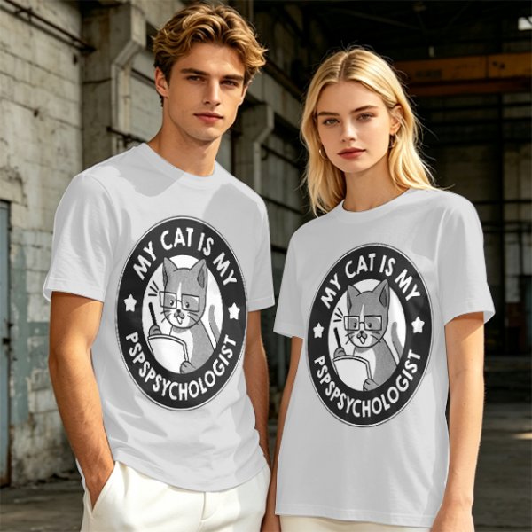 My Cat Is My Pspsychologist Funny Graphic T-Shirt