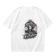 Olive green graphic t-shirt with horror ice cream themed print