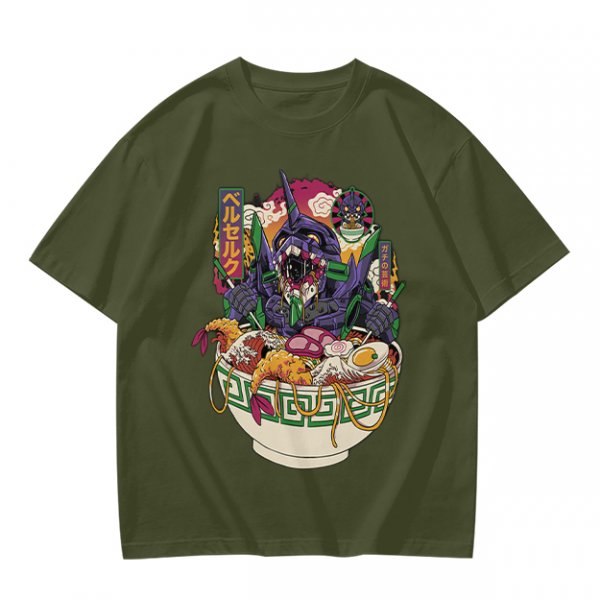 Anime Mecha Robot Ramen Bowl Graphic T-Shirt