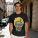 Olive T-Shirt with Trippy Mushroom House Graphic Design