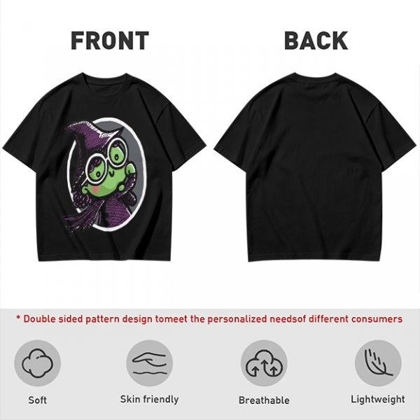 Olive T-Shirt With Cute Green Witch Wearing Glasses Graphic
