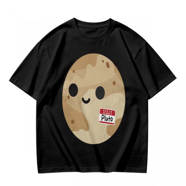 Olive T-Shirt With Cute Pluto Potato Character Graphic