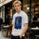 Olive T-Shirt with Cosmic Anime Character Graphic Print