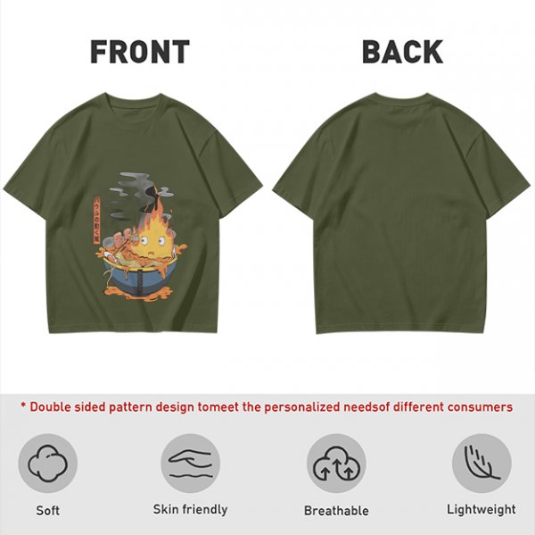 Howl's Moving Castle Calcifer Ramen Graphic T-Shirt