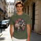 Olive T-Shirt with Classic Horror Monsters Going to Cinema Print