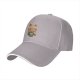 Black baseball cap with cute cat holding coffee cup print