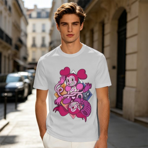 Olive T-shirt with Spinel Character Graphic Print