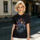 Olive T-Shirt with Cheshire Cat Clock Art Print