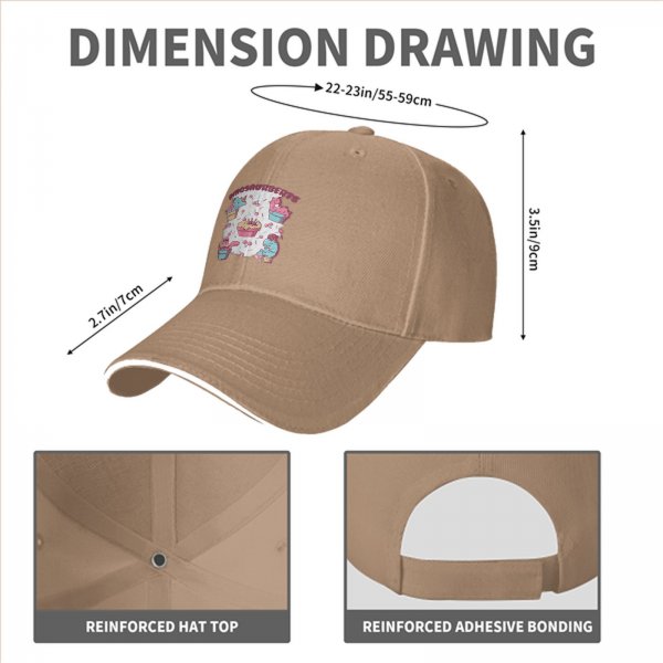 Black baseball cap with cute dinosaur dessert graphic print