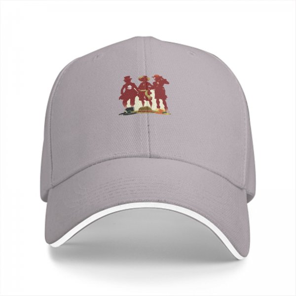 Black Baseball Cap With Anime Pirate Crew Silhouette Print