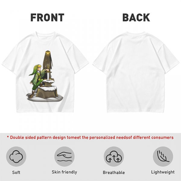 Olive Green T-Shirt With Link Reaching For The Master Sword