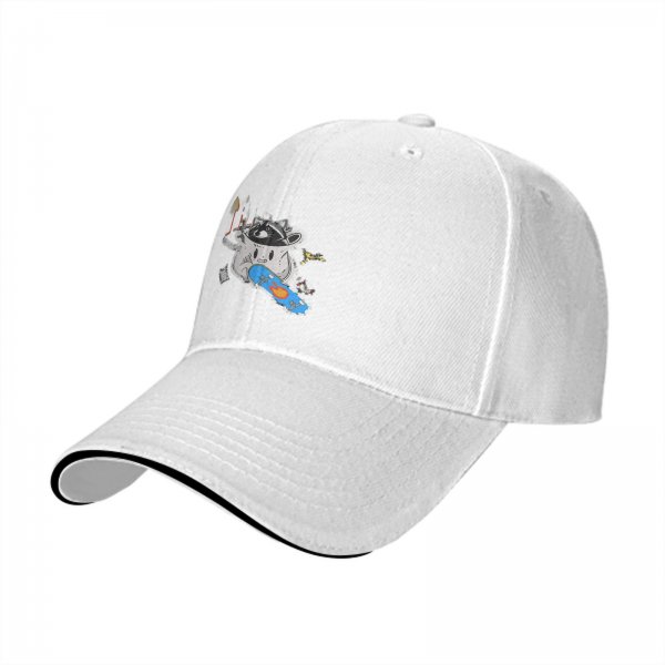 Black Baseball Cap With Raccoon Skateboarding Graphic
