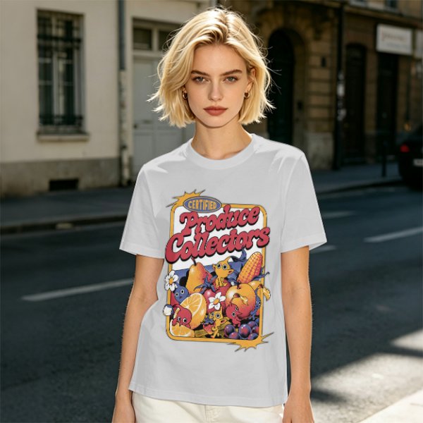 Certified Produce Collectors Graphic T-Shirt with Fruit and Creatures