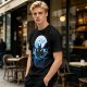 Olive T-Shirt Featuring Dragon Silhouette Under Full Moon