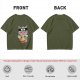 Olive green t-shirt with a ninja cat eating ramen graphic