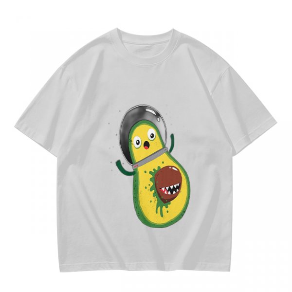 Olive T-Shirt With Astronaut Avocado Monster Print