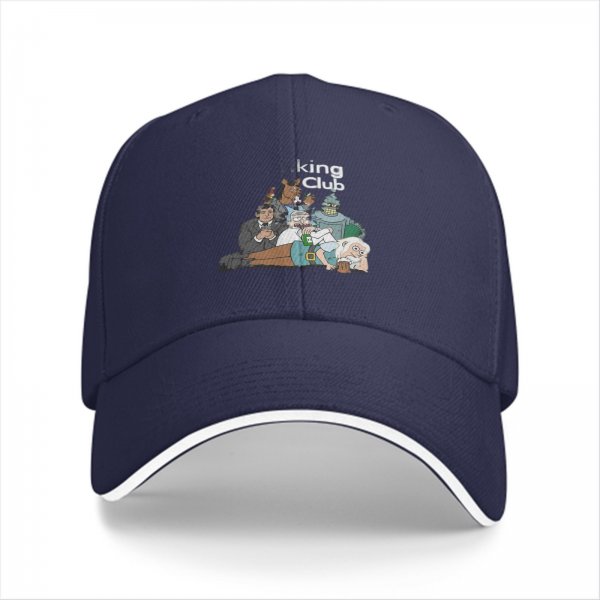 Black Baseball Cap With 'King Club' Cartoon Character Print