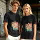 Olive green t-shirt with cute shiba inu ice cream graphic
