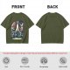 Olive Graphic Tee With Retro Sci-Fi Character Art Print
