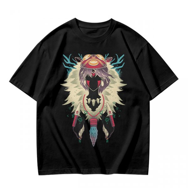 Olive Green T-Shirt With Fantasy Forest Spirit Graphic Print