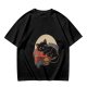 Olive T-Shirt with Relaxed Black Cat Gaming Snack Print