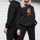 Black Hoodie With Japanese Style Graphic Print Design