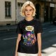 Olive T-shirt with Lego-style characters and 'Gonna Be Golden' print