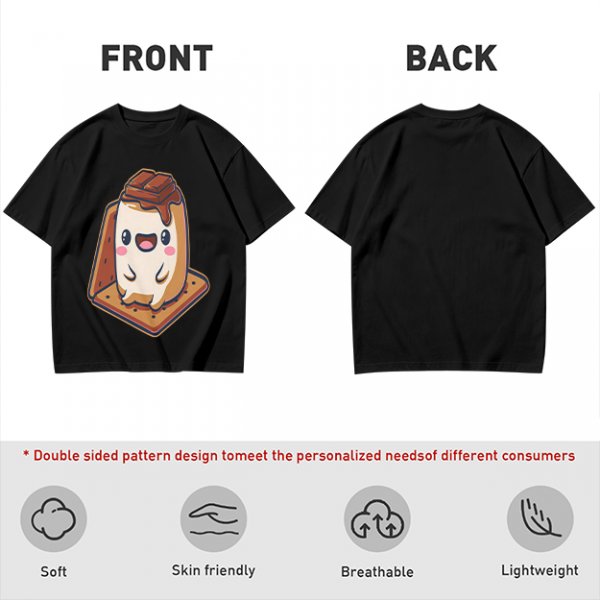 Olive T-Shirt With Cute Smores Character Graphic Print