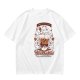 Olive t-shirt with cute cat bubble tea graphic print
