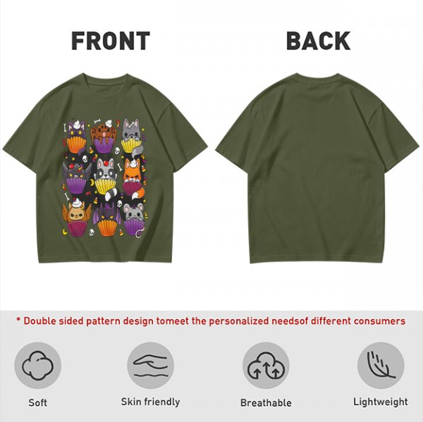 Halloween Animal Cupcake Graphic T-Shirt For Spooky Season