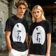 Olive T-Shirt With Moon Silhouette Of Two Children And Umbrella