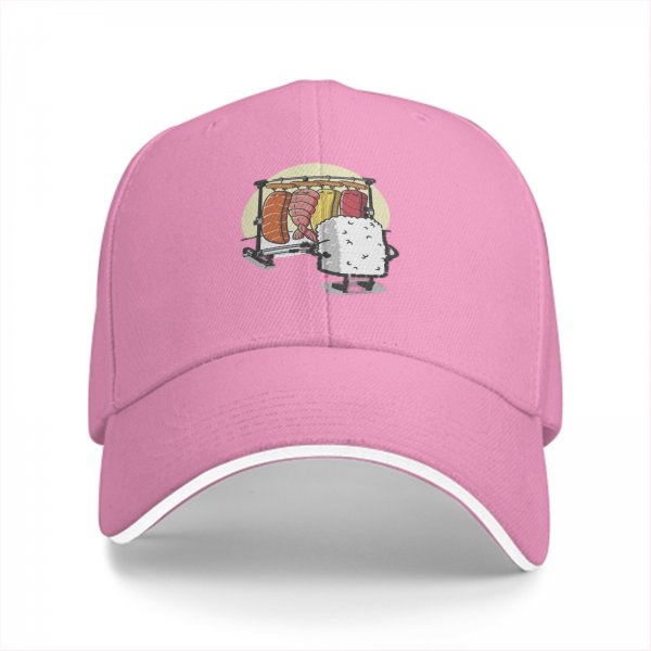 Black Baseball Cap With Funny Sushi Laundry Rack Graphic