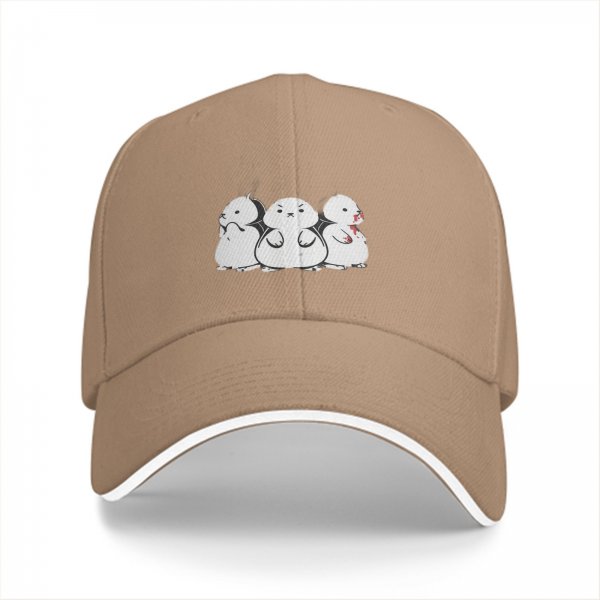 Black baseball cap with three stylized hamster graphic print