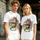 Olive T-shirt with Panda Warrior Riding Mythical Horse Graphic