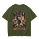 Olive green graphic t-shirt with a high on catip black cat print